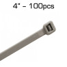 4" Zip Tie, Grey, 100 pack