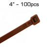 4" Zip Tie, Brown, 100 pack