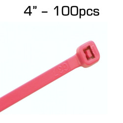 4" Zip Tie, Fluorescent Pink, 100 pack