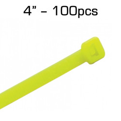 4" Zip Tie, Fluorescent Yellow, 100 pack