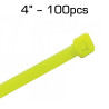 4" Zip Tie, Fluorescent Yellow, 100 pack