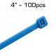 4" Zip Tie, Fluorescent Blue, 100 pack