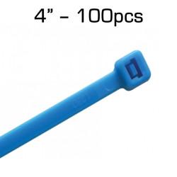 4" Zip Tie, Fluorescent Blue, 100 pack
