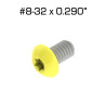 Color Coded Star Drive Screws, 8-32 x 0.290", 100 pack, Yellow