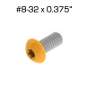 Color Coded Star Drive Screws, 8-32 x 0.375", 100 pack, Orange