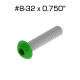 Color Coded Star Drive Screws, 8-32 x 0.750", 100 pack, Dark Green