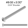 Shoulder Screws, 2.00" with 0.04" Shoulder, 100 Pack
