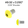 Color Coded Shoulder Screws, 0.290" with 0.09" Shoulder, 100 Pack, Yellow