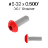 Color Coded Shoulder Screws, 0.500" with 0.04" Shoulder, 100 Pack, Red