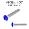Color Coded Shoulder Screws, 1.00" with 0.12" Shoulder, 100 Pack, Dark Blue