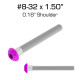 Color Coded Shoulder Screws, 1.50" with 0.18" Shoulder, 100 Pack, Purple