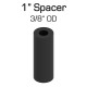 Black Nylon Spacer, 1" Thick, 3/8" OD, 0.166" ID, 50 pack