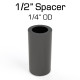 Black Nylon Spacer, 1/2" Thick, 1/4" OD, 0.166" ID, 50 pack