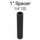 Black Nylon Spacer, 1" Thick, 1/4" OD, 0.166" ID, 50 pack