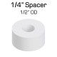 Nylon Spacer, 1/4" Thick, 1/2" OD, 0.194" ID, 50 pack