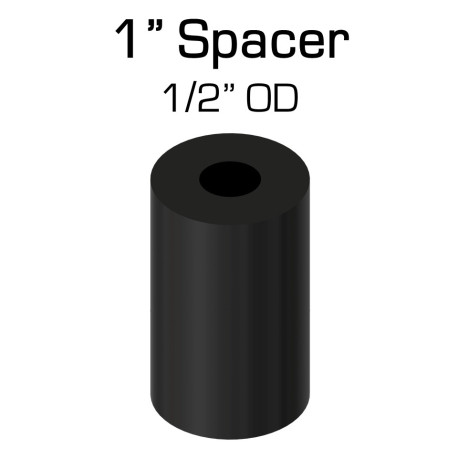 Black Nylon Spacer, 1" Thick, 1/2" OD, 0.194" ID, 50 pack