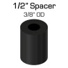 Black Nylon Spacer, 1/2" Thick, 3/8" OD, 0.166" ID, 50 pack