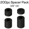 Black Nylon Spacer, 3/8" OD, 200pc Variety Pack