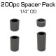 Black Nylon Spacer, 1/4" OD, Variety 200 Pack