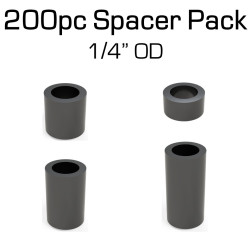 Black Nylon Spacer, 1/4" OD, Variety 200 Pack