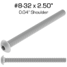 Shoulder Screws, 2.50" with 0.04" Shoulder, 100 Pack