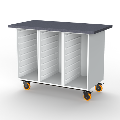 Rolling Workbench with 3 Cabinets