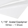 Acetal Copolymer Sheet, 0.0625" (1/16") Thick, White