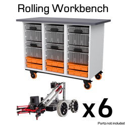 70-51-51 - Rolling Workbench + Trays Set for V5 Classroom Starter Bundle (6 Clawbots)
