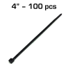 4" Zip Tie, Black, 100 pack