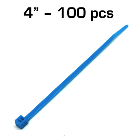 4" Zip Tie, Blue, 100 pack