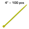 4" Zip Tie, Yellow, 100 pack